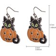 thumbnail image 4 of Pendientes colgantes de gato gatito negro calabaza naranja Halloween Rojo Verde, 4 of 4