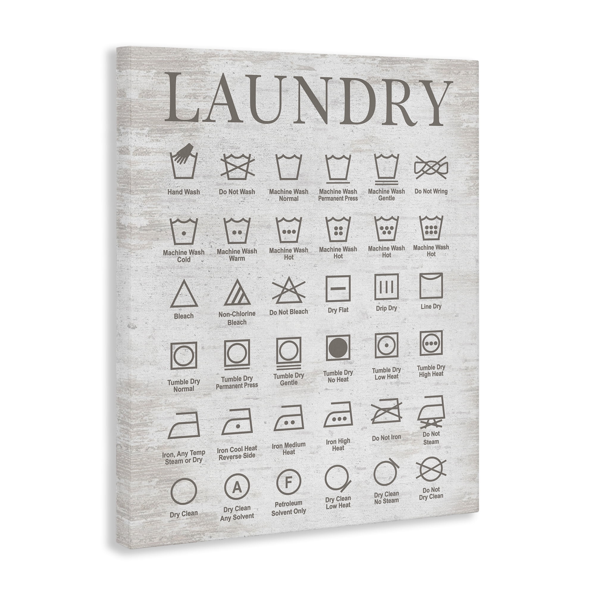 Stupell Industries Laundry Symbols Guide Typography Painting Gallery Wrapped Canvas Art Print Wall Art, 24 x 30