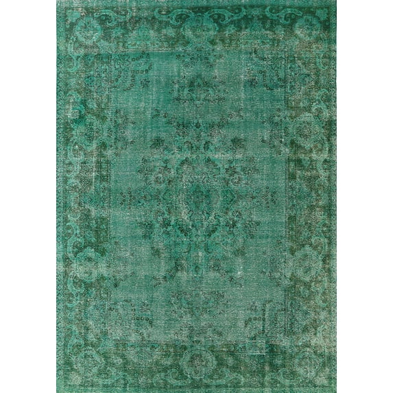 Ahgly Company Indoor Rectangle Mid-Century Modern Mint Green Oriental Area Rugs, 2' x 3'