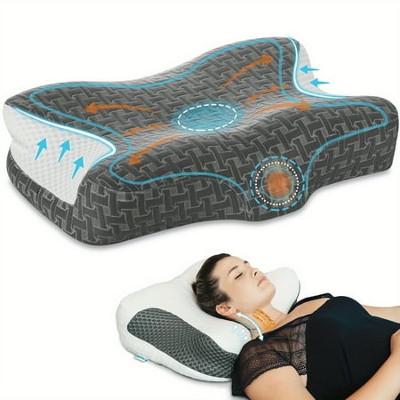 Ergonomic Adjustable CPAP Pillow for Sleep Apnea & Snoring - Memory Foam Cervical Neck Pillow, Machine Washable for Side & Back Sleepers, CPAP Hose Compatible Travel Pillow