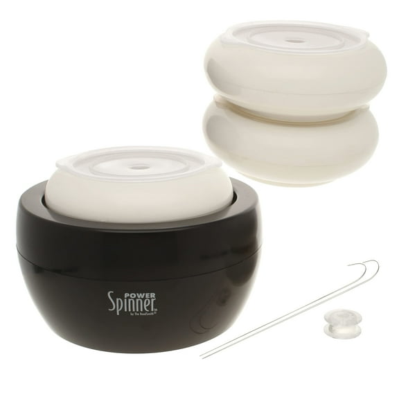 The Beadsmith Spin & String Power Spinner– Plastic Spinning Wheel with 3 Cups & 2 Needles –Requires 2 AA Batteries – Quickly & Efficiently String Seed Beads for Jewelry, Fringe and DIY Arts & Crafts