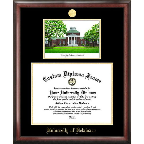 University Of Delaware 12 X 16 Gold Embossed Diploma Frame With Campus Images Lithograph Walmart Com Walmart Com