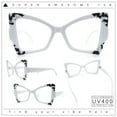 thumbnail image 2 of Womens Thick Plastic Oversized Cat Eye Butterfly Fashion Sunglasses White - Clear, 2 of 8