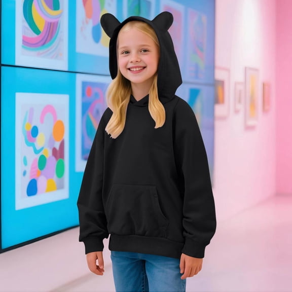 Bnwani Girls Hoodies Crew Neck Long Sleeve Pockets Thin Sweatshirt Plain Graphic Tops Pullover