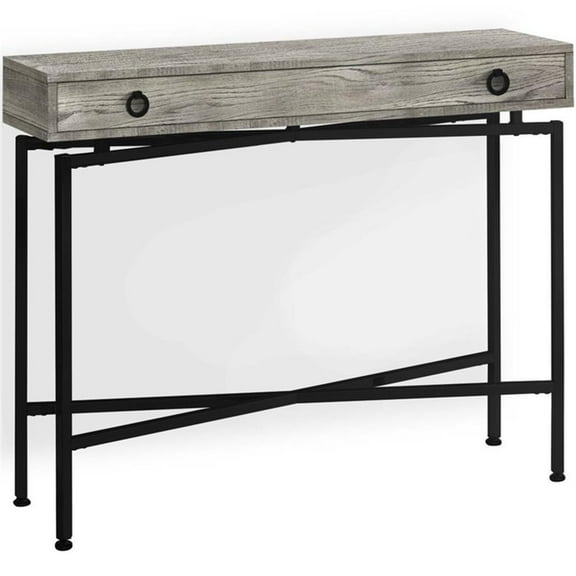 Pemberly Row 42" Mid Century Modern Wood Top Console Table in Gray and Black
