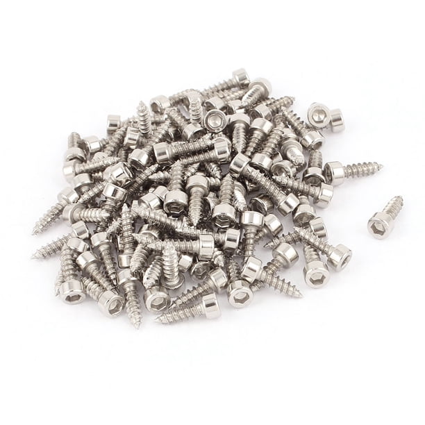 Tornillos autorroscantes hexagonales de cabeza hexagonal de 3.5 mm x 12 mm tono plateado 100 piezas