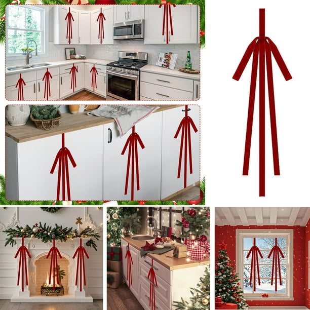 Puerta De Armario Navidea, Mueble De Cocina Grande Rojo Para Regalar, Material Acrlico, 61 Cm De Ancho X 45 Cm De Profundidad X 91 Cm De Alto, Detalle De Lazo, Decoracin Festiva Para El, UKHBMC