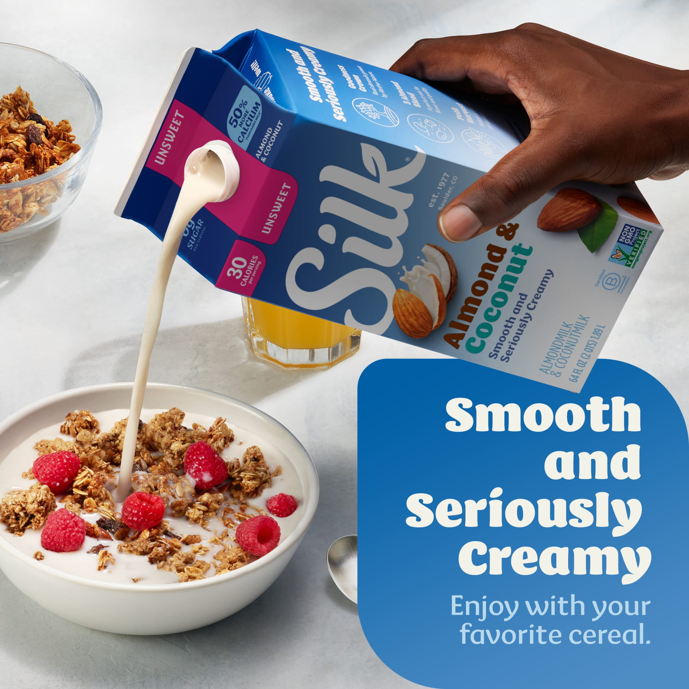 Silk Dairy Free Unsweetened Almond Coconut Milk, Gluten Free, 64 FL OZ Half Gallon