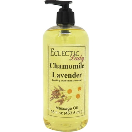 Chamomile Lavender Massage Oil by Eclectic Lady, 16 oz, Sweet Almond Oil and Jojoba Oil