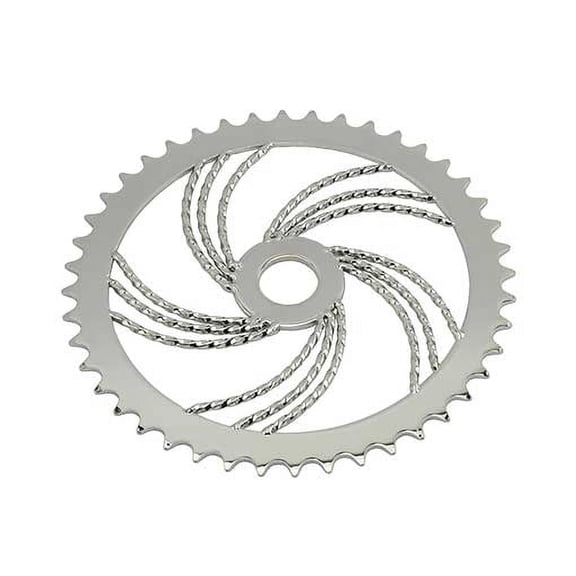 Alta Bicycle Lowrider Twisted Sprocket/Chain Ring (1/2 X 1/8), (Steel Bicycle Chrome , 44 Teeth Triple Twisted)
