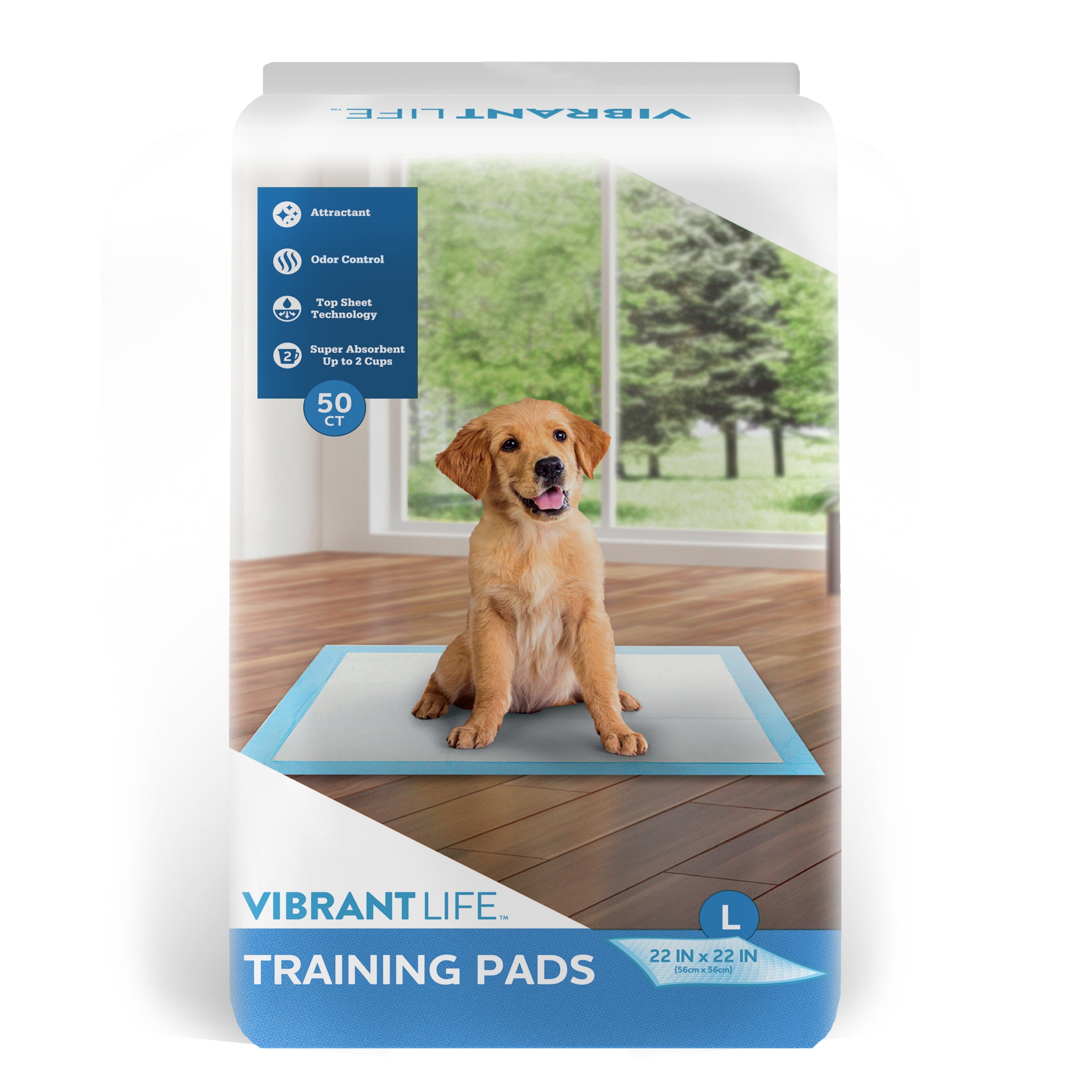 (14 pack) Vibrant Life Large 5-Layer Pet Training Pads, 22” x 22”, 50 Count