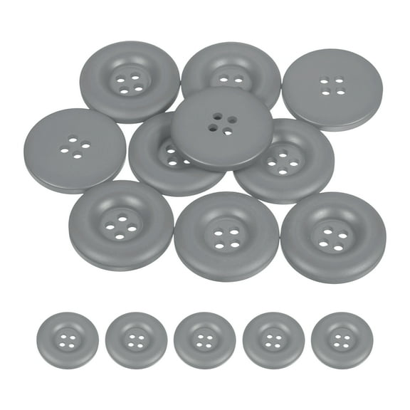 Uxcell 10pcs Sewing Button 28mm 4 Holes Resin Round Crafting Buttons, Gray