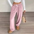thumbnail image 2 of WTOBBY Women's Plush Sleep Pants with Solid Color Design, Soft Elastic Waist Pajama Bottoms with Two Pockets, Comfortable Pajama Pants for Women,Pink S, 2 of 7