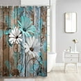 thumbnail image 3 of Farmhouse Flower Floral Shower Curtain, Rustic Teal Turquoise Daisy Shower Curtain Set, Country Blue Wild Garden Plant Fabric Shower Curtain with Hooks, Surreal Bathroom Curtain, 36x70inch, 3 of 6