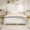 thumbnail image 4 of Costway Queen Size Bed Frame Platform Slat High Headboard Bedroom Rubber Wood Leg White, 4 of 10