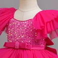 thumbnail image 6 of Toddler Baby Girls Party Shinny Tulle Mesh Ruffles Sequin Princess Dress Tutu Puffy Pageant Gown 1-10Years, 6 of 7