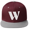 thumbnail image 2 of Daxton Classic Snapback Hat 3D Capital Alphabet Letters Flat Bill Visor Cap, Burgundy Light Grey Hat White Letter W, 2 of 3