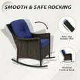 thumbnail image 6 of EAGLE PEAK Azure Bay 3 Pieces Outdoor Wicker Bistro Set, Rocking Chairs with Side Table, Brown Wicker and Blue Cushions, 6 of 10