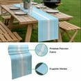 thumbnail image 5 of Aqua White Stripe Table Runner - 120 Inch Long, Kitchen Dining Table Runner Dresser Scarves, Modern Rustic Vertical Striped Farmhouse Decor for Coffee Tables Wedding Party Banquet, 5 of 8