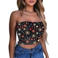 thumbnail image 2 of Stralyhd Independence Day Tube Tops for Women Usa Flag Summer Y2k Crop Tank Workout Bandeau Backless Basic Beach Stretchy Tops for Vacation Black XL, 2 of 6