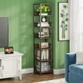 thumbnail image 4 of 6-Tier Corner Bookshelf, Space-Saving Storage Rack with Fences, Solid Particleboard & Metal Frame, Multipurpose for Living Room, Kitchen, Bathroom, 4 of 6