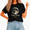 Black-1, variant on Women's Vintage Sepia Full Moon Two Tone Copy Moon Joy Quote Graphic Cropped Short Sleeve T-shirt Classic Relaxed Fit Casual Tee For Retro Night Sky Aesthetic Lovers