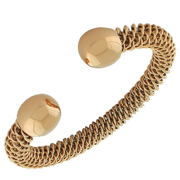 Stainless Steel Rose Gold-Tone Open End Mesh Bangle Bracelet