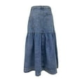 thumbnail image 5 of Letdown Women's Casual Retro High Waist A Line Denim Long Skirt For Women Distressed Hippie Maxi Denim Skirt with Pockets, 5 of 5