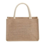 Simday Burlap Tote Bags Blank Jute Beach Handbag Gift Bags with Handle (S)