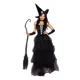 thumbnail image 3 of Disfraz de bruja negra gótica de Halloween para mujer adulta, vestido elegante de fiesta de magos, Purim Cos, 3 of 5