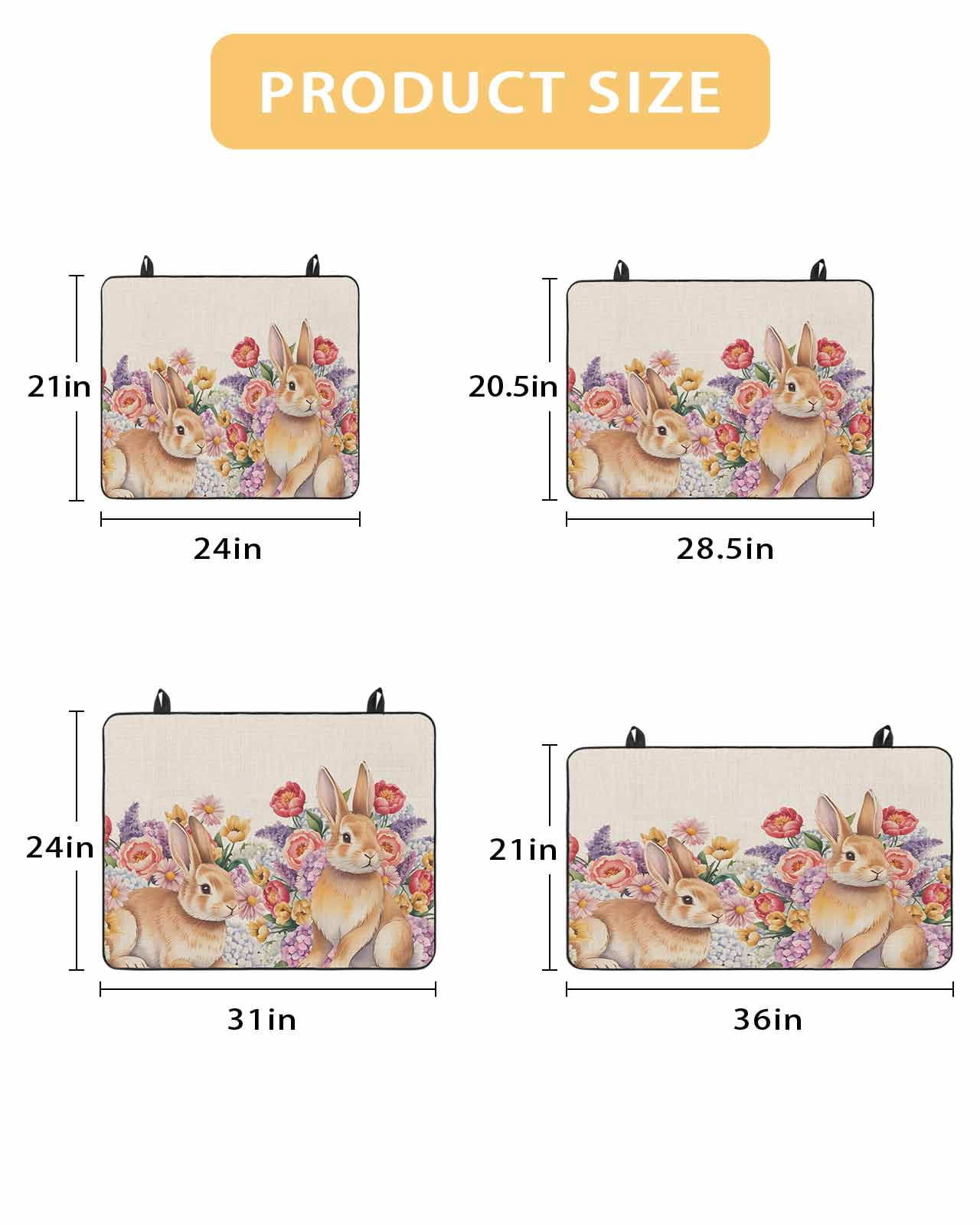 Large Induction Cooktop Protector Mat Easter Stove Top Covers for Electric Stove, Farmhouse Rabbits Botanical Rose Flowers Bunny Decorative Stove Burner Cover Mats, Glass Top Stove Cover