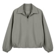 thumbnail image 5 of Chiccall Jackets for Women Fall Winter Fashion Long Sleeve Coats Casual Lapel Full Zip Up Bomber Jacket with Pockets Gray 2XL, 5 of 9
