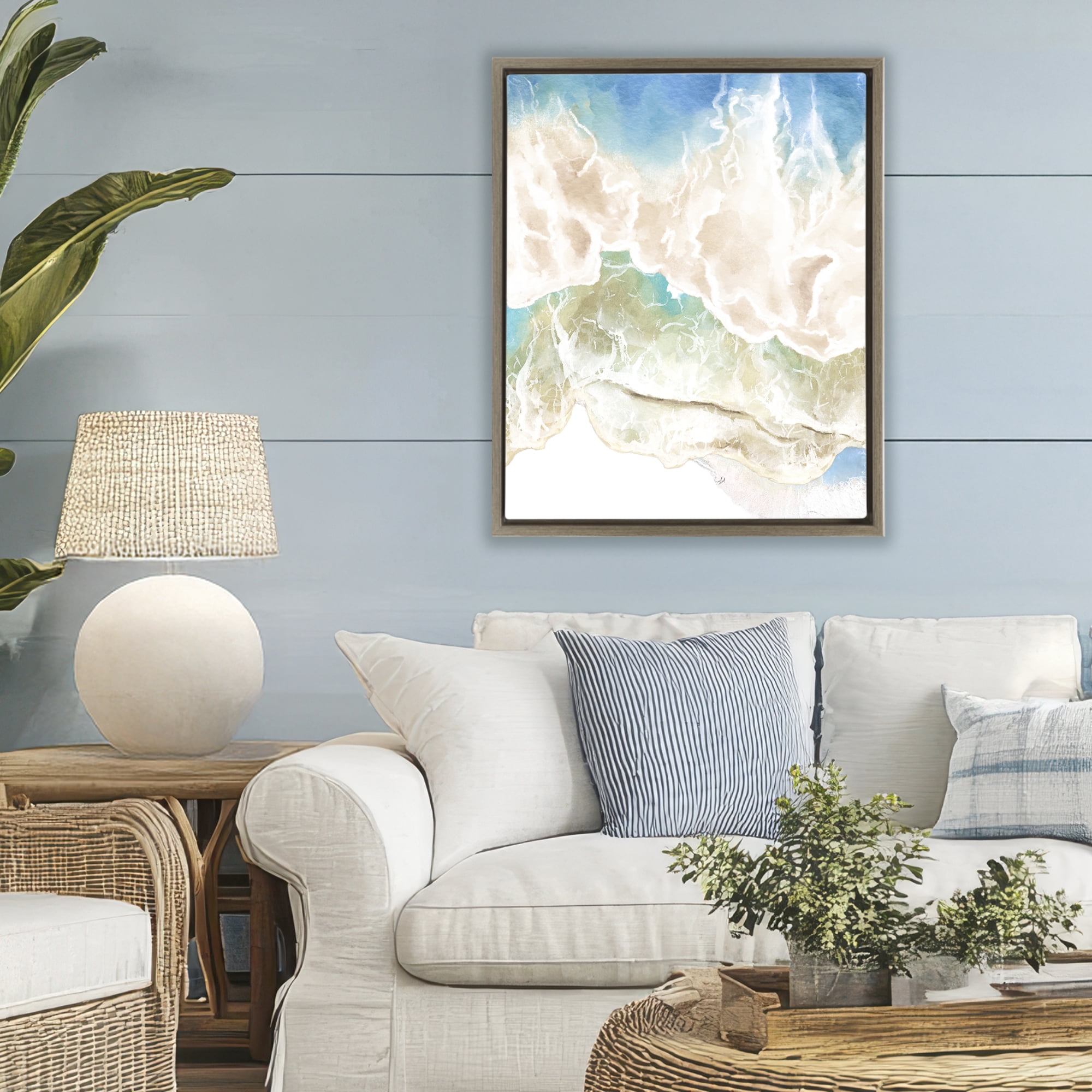 Stupell Industries Washed Away Tide Abstract Brown Framed Floater Canvas Wall Art, design by Jesse Keith