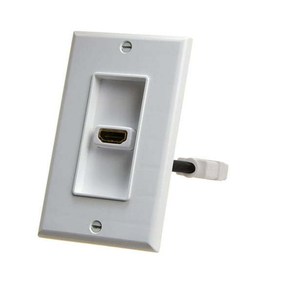 CMPLE HDMI Wall Plate Single-Gang White Wall Plate 4” Rear Extension Cable,1-Port HDMI Insert 4K UHD, ARC, and Ethernet