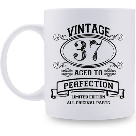 

37th Birthday Gifts for Women - 1985 Birthday Gifts for Women 37 Years Old Birthday Gifts Coffee Mug for Mom Wife Friend Sister Her Colleague Coworker - 11oz Mug 37 Aged to Perfection