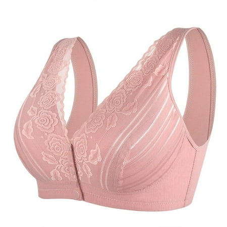 Tumotour Front Open Bras For Women Without Steel Ring Gathering Lace Pattern Covering Nursing Bra Solid Color Oversized Soft Breathable Embroidered Glossy Comfortable Bra