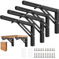thumbnail image 1 of AUTOHJ Folding Shelf Brackets - 10 Inch 4 Pcs Heavy Duty Metal Collapsible Triangle Shelf Bracket, DIY Wall Mounted Foldable Shelf Bracket, Space Saving for Bench Table, 1 of 4
