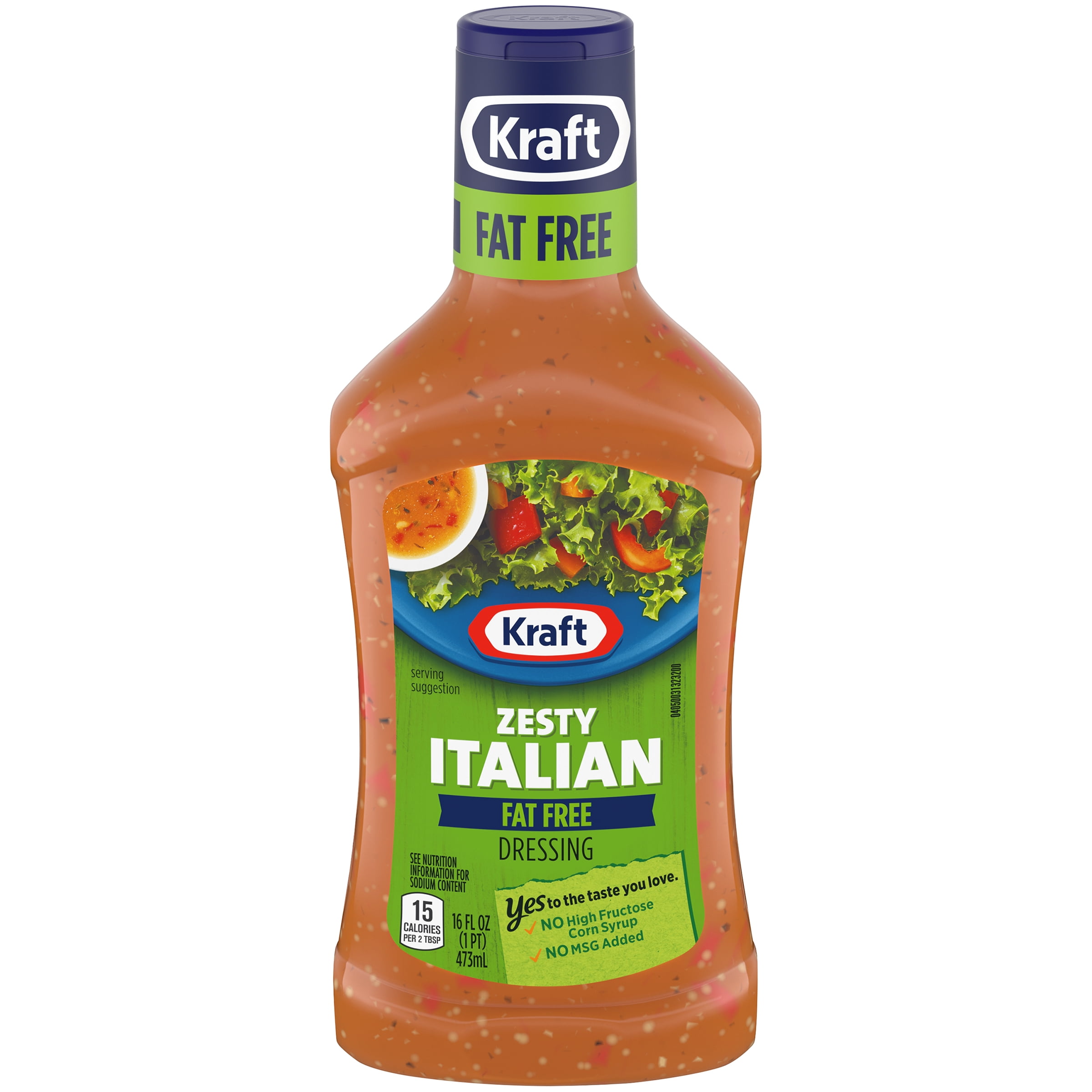 Kraft Fat Free Zesty Italian Salad Dressing 16 Fl Oz Bottle