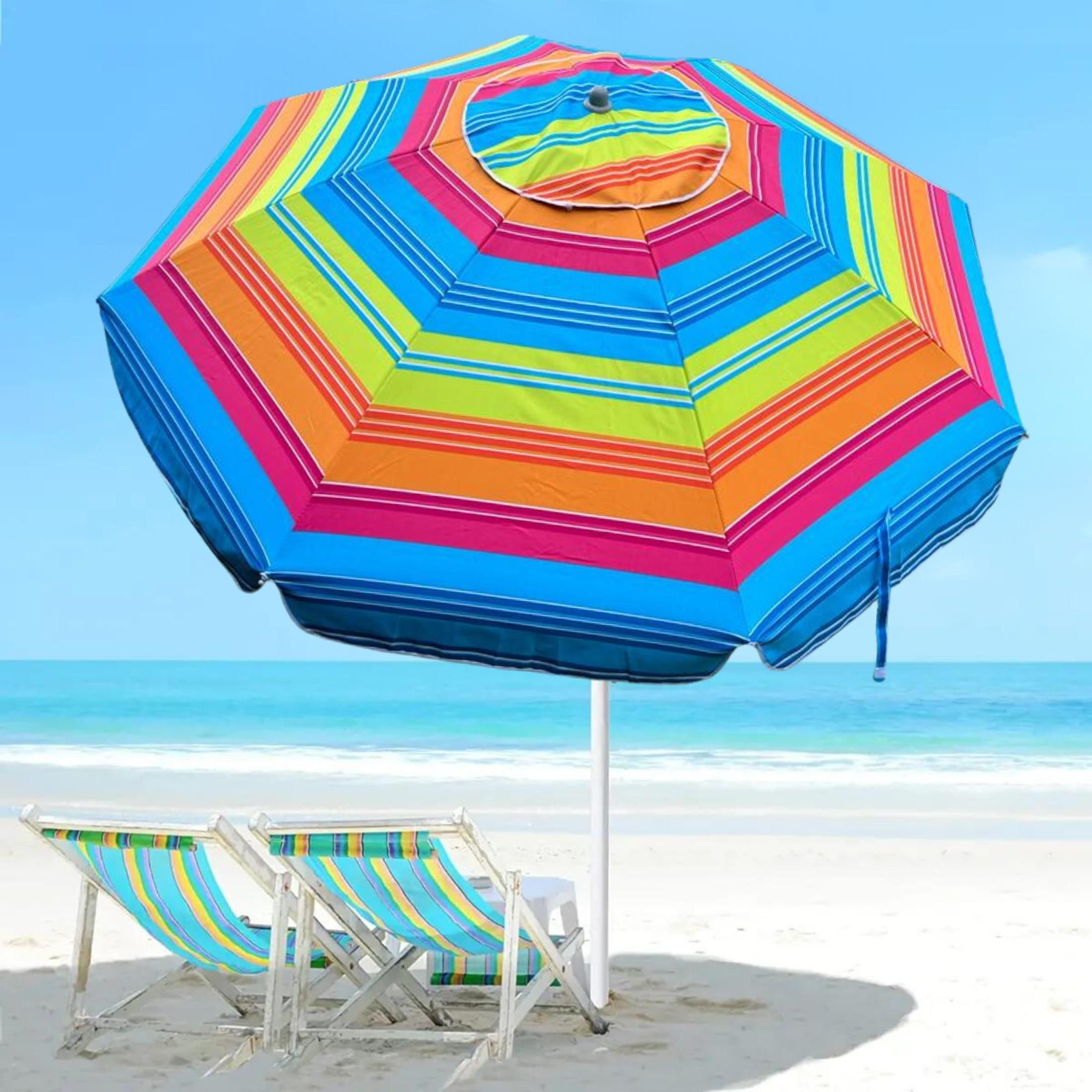ROFFT 6.5 Ft Beach Umbrella for sand heavy duty Steel and Aluminum Pole ...