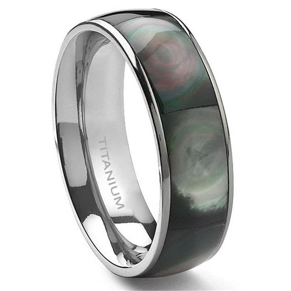 Titanium Kay Titanium Mother of Pearl Inlay 6mm Comfort Fit Wedding Band Ring Sz 7.5