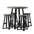 thumbnail image 5 of Walker Edison 5-Piece Rustic Counter-Height Dining Set, Grey/Black, 5 of 9