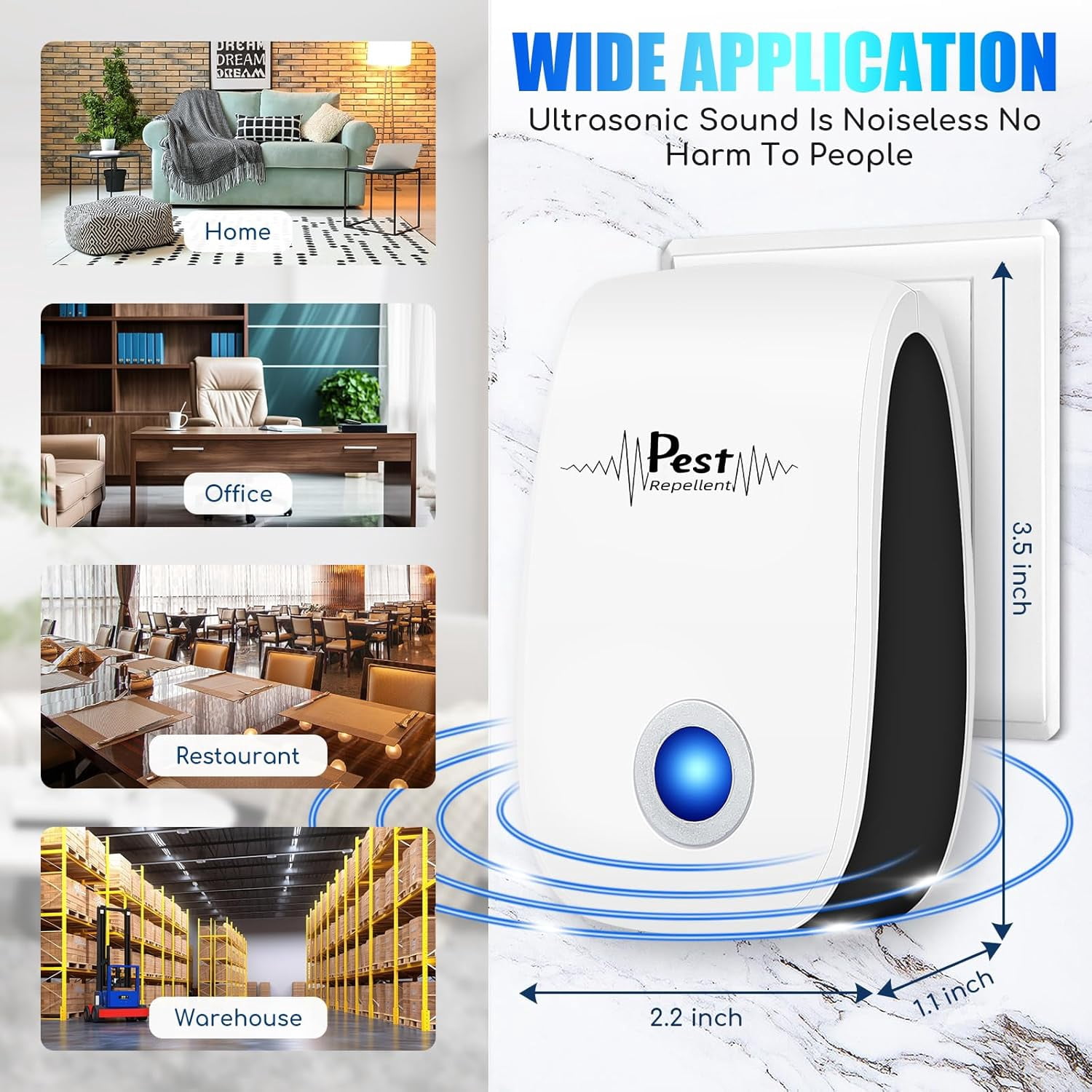 10 Pack Ultrasonic Pest Repeler Electronic Mouse Repelent Ultrasonic Plug in Pest Control for Mice, Roach, Rodent, Insect, Cockroach, Rat, Spide, Ant, Bugs, Mosquitoes, Mouse Deterrent for Home