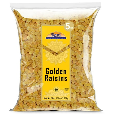 Rani Golden Raisins 80oz (5lbs) 2.27kg Bulk ~ All Natural | Gluten Friendly | NON-GMO | Vegan | Product of USA