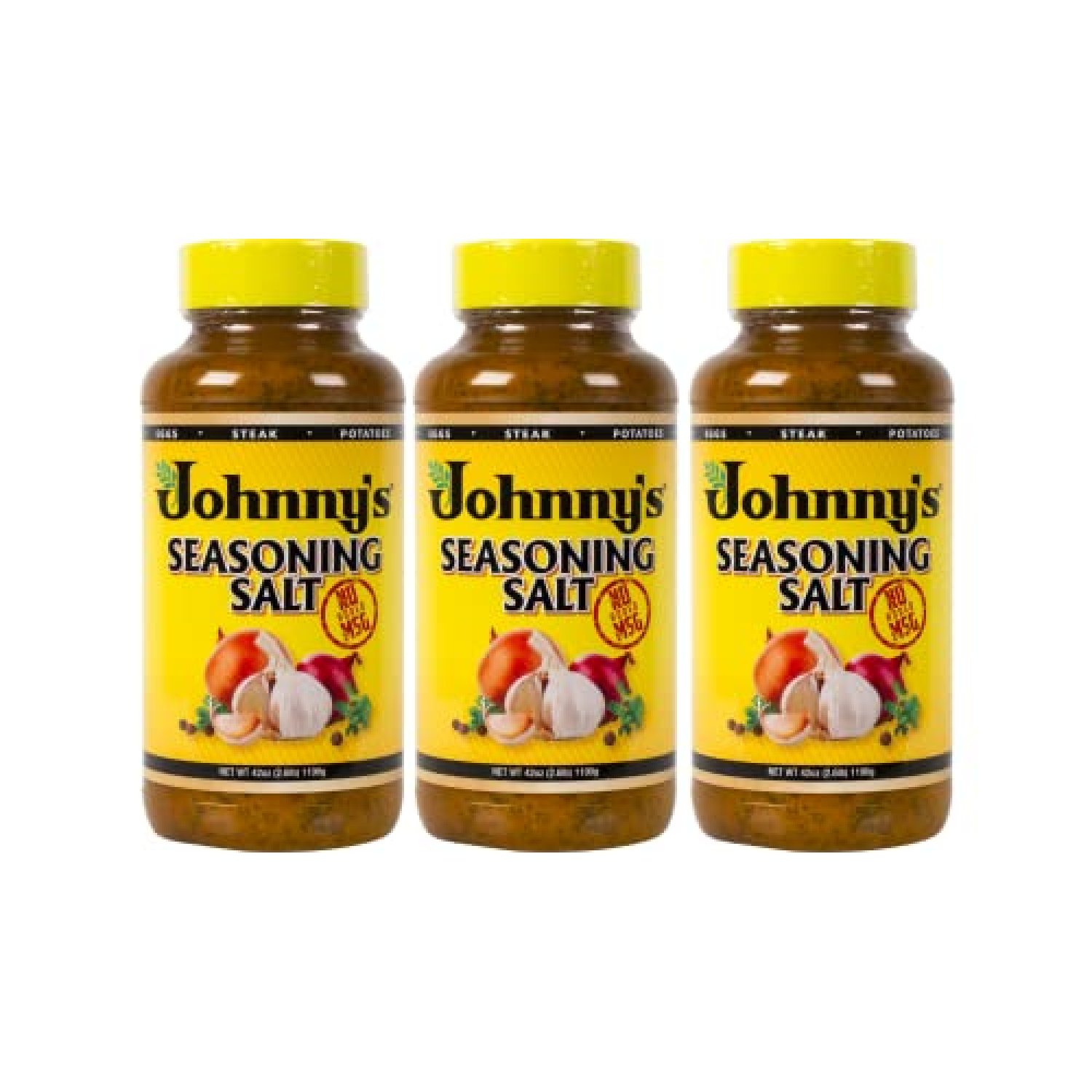 Johnny's Seasoning Salt , NO MSG 42Ounce Bottle (Pack of 3)