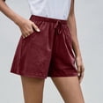 thumbnail image 5 of Resicozy Women Casual Linen Shorts Drawstring Comfy Elastic Waist Shorts Summer Pull On Short with Pockets Wine XL, 5 of 7