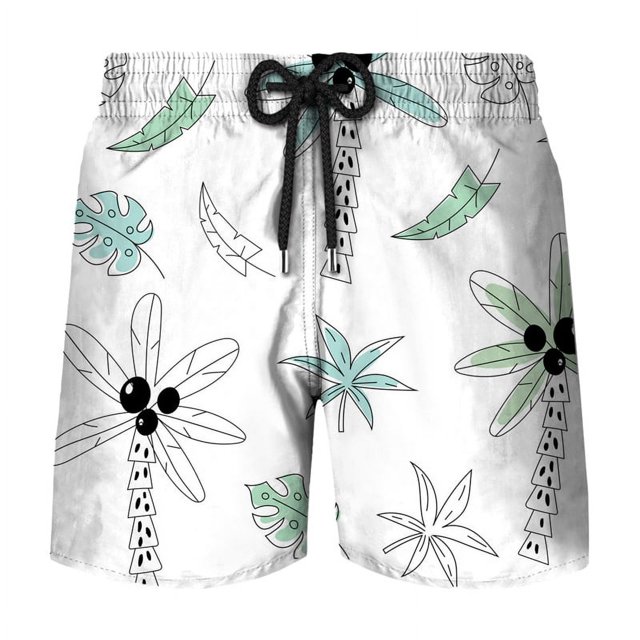 Simple Beach Coconut Tree 3D Printed Short Pants Mens Summer Board Shorts Swimsuit Male Swimming Trunks Quick-dry Custom Shorts