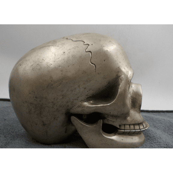 Copper art Ferocious Human Skull Statue model  ,head skull sculpture, huge  skull ornaments luckly  skull decor miniature,FengShui wealthy