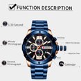 thumbnail image 3 of Mirar 8336 Reloj de cuarzo para hombre Reloj de pulsera multifunción de acero inoxidable Reloj de pulsera multifunción 3ATM Calendario Fecha Relojes 1 1, 3 of 5