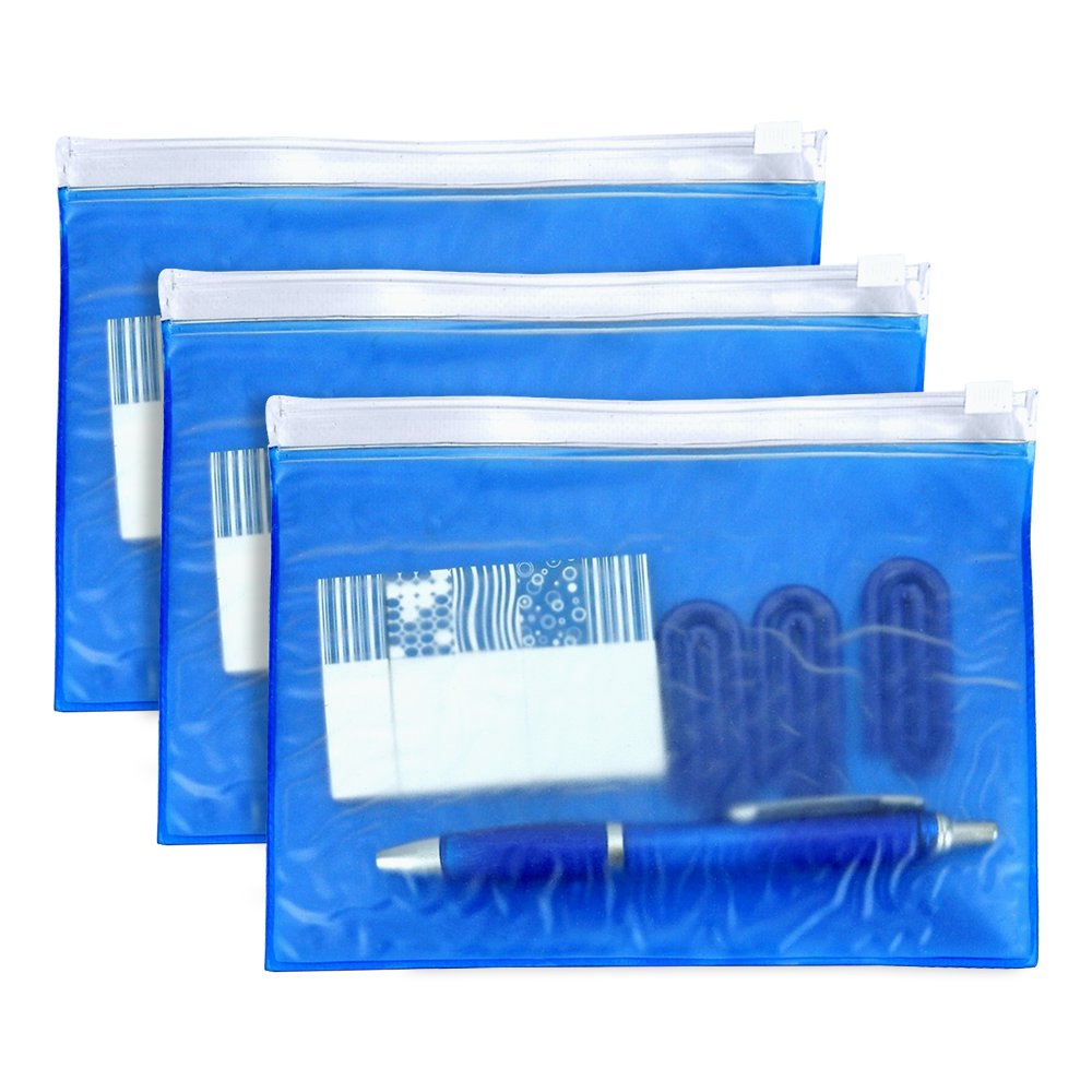 Plastic Document Pouch with Designer Sticky Flags School Supply Pouch, Waterproof Document