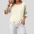 thumbnail image 2 of Godom Crewneck Shirts Women 3/4 Sleeve Casual Loose T-Shirts Summer Solid Tunic Tops Tees, 2 of 7